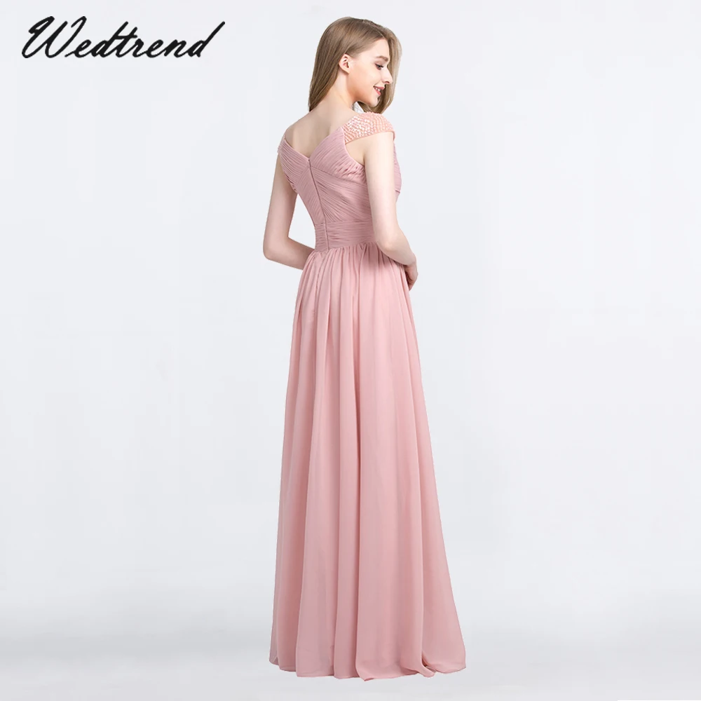 Wedtrend Cheap Floor Length Evening Dress Simple Pleated Chiffon Formal Dresses Gown vestido de noche | Свадьбы и торжества