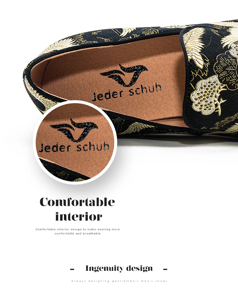 Jeder Schuh/Мужская обувь; Цвет черный, золотой; китайский стиль; жаккардовые плетеные дизайнерские Лоферы ручной работы; повседневная обувь; тапочки для курения