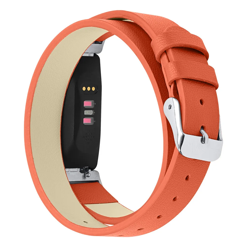Двойная повязка из натуральной кожи сменный ремешок для Fitbit inspire HR наручный браслет с серебряной пряжкой ремешок для часов