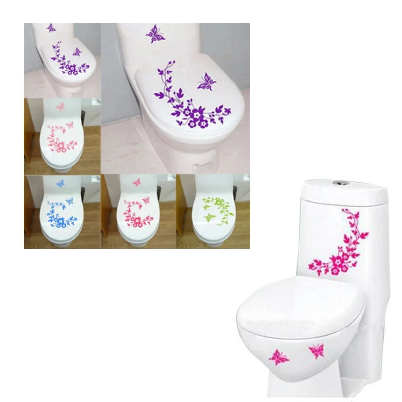Забавная Новинка бабочка и цветок сиденье для унитаза/Наклейка/наклейка модные 3D