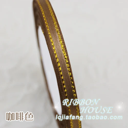 Золотой край 1/4 ''(6 мм) 25 ярдов/рулон симпатичный сатиновый лента для рукоделия и шитья Рождественская Свадебная вечеринка подарочная упаковка ручной работы - Цвет: coffee