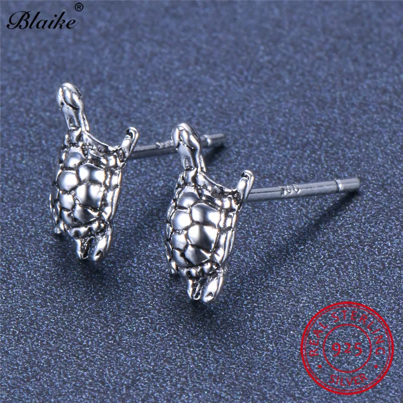 Женские серьги пусеты в виде черепахи Blaike очаровательные из настоящего серебра