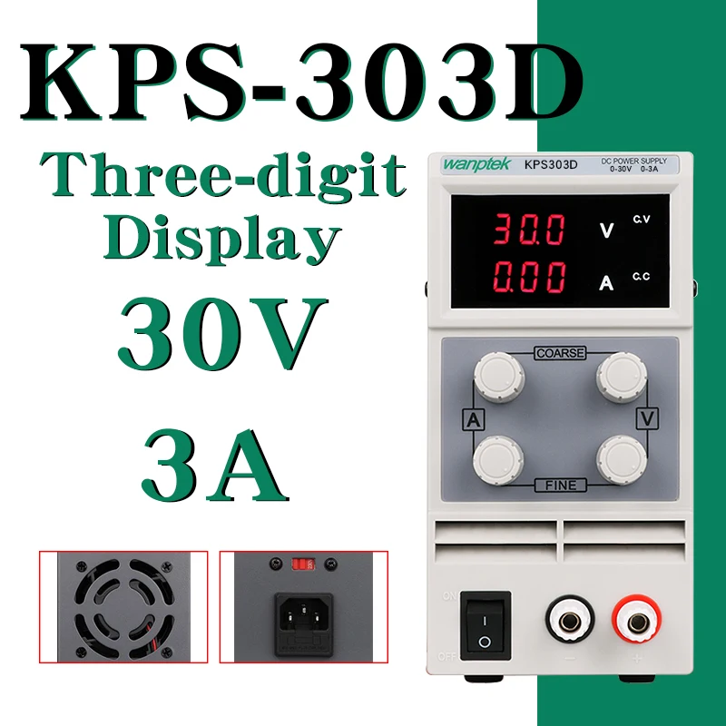 Источник питания постоянного тока KPS3010DF переменный 30 в 10A Регулируемый Импульсный регулируемый источник питания цифровой с аллигатором свинцовое лабораторное оборудование