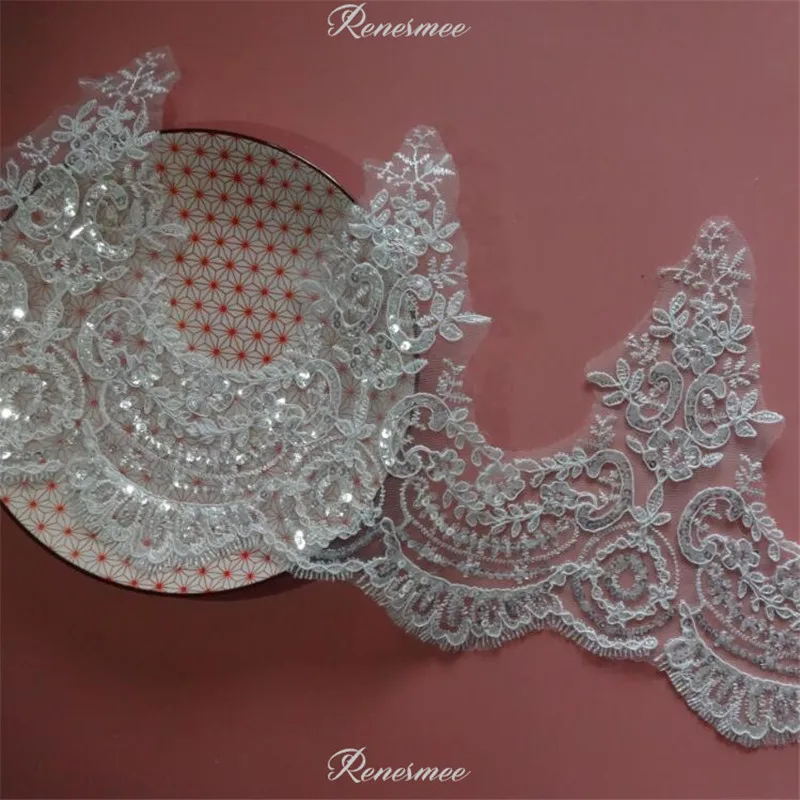 Изящная ткань с блестками Цветочная Венецианская сетка аппликация кружевной