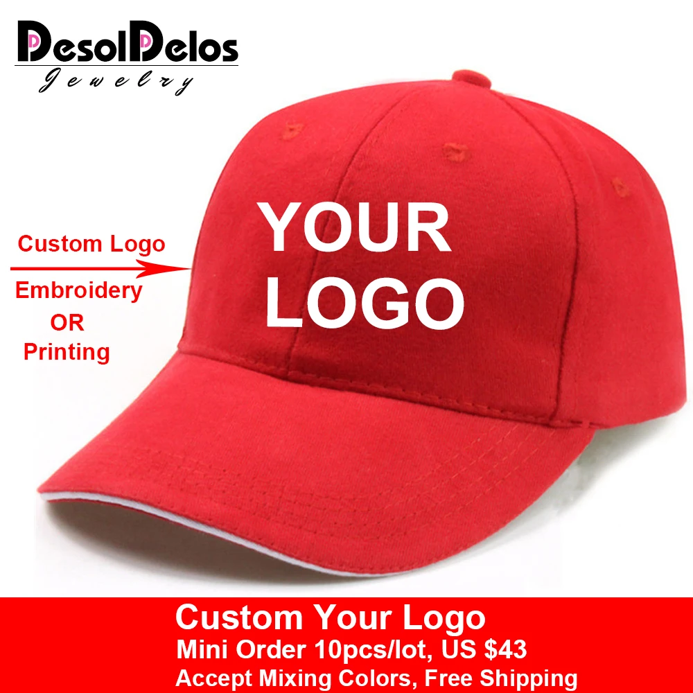 10pcs/lot High Quality DIY Your Own Cap Custom Logo Caps Women Men Snapback Blank Customized Hats Dad Printed Cap Free Shipping