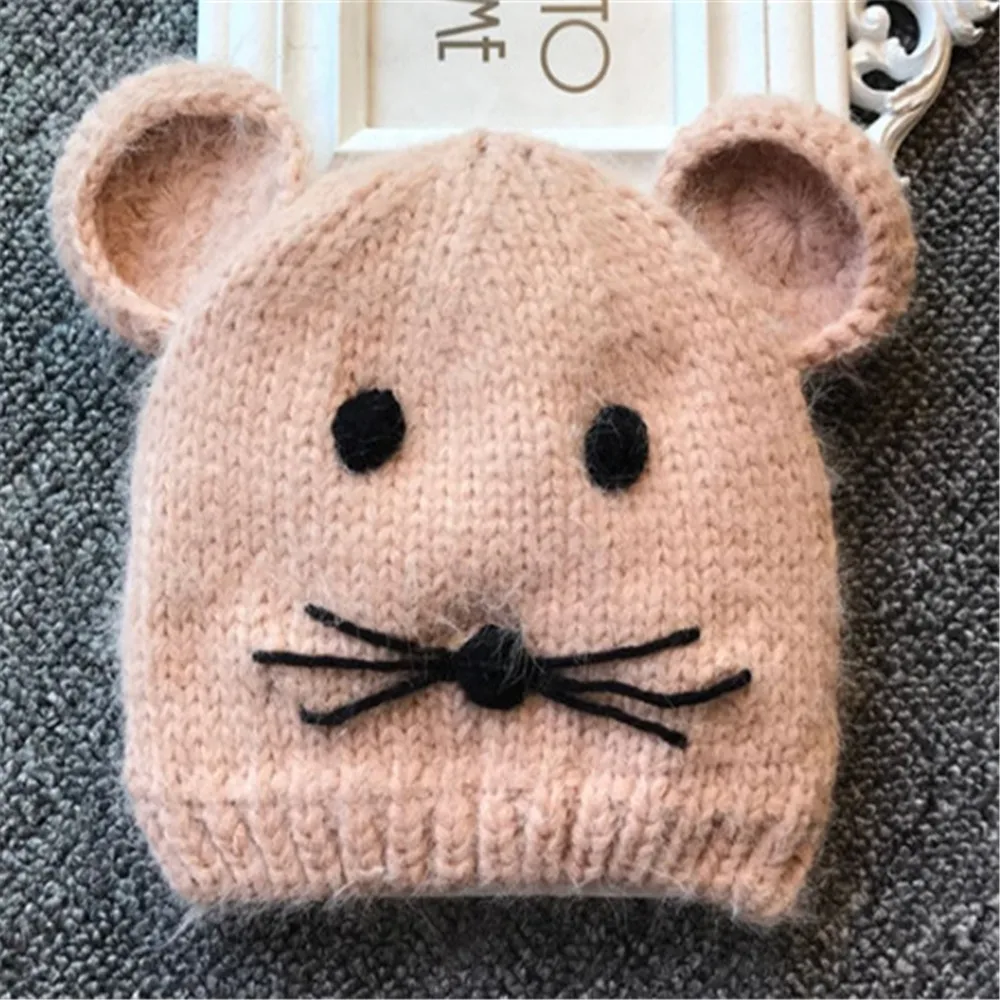 Baby Winter Hat Cartoon Toddler Girls Boys Embroidered Wool Cap Warm Knit Caps Photography Accessories Suit For 1-6T Kids | Детская