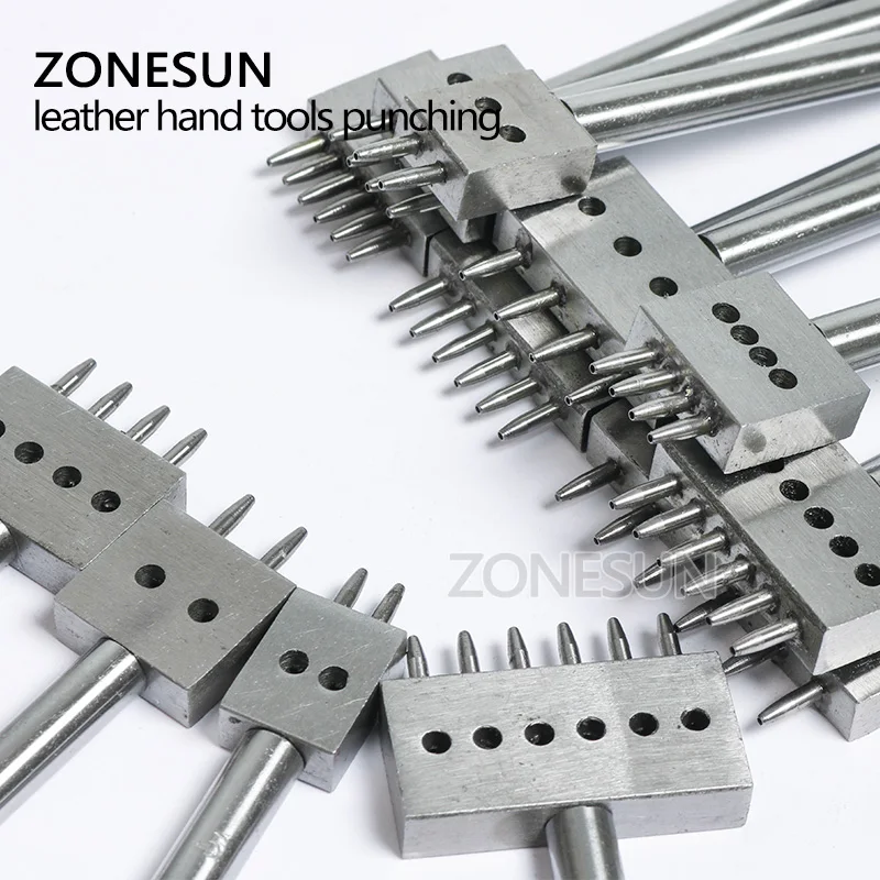 ZONESUN дыропробивной станок для кожи перфорация нескольких размеров опциональный ручной инструмент стальная стамеска для кожи