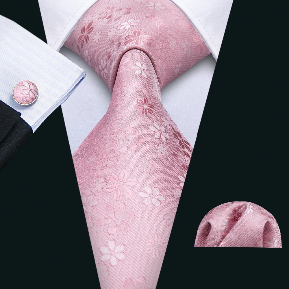

Pink Floral Tie For Men Formal Business Wedding Silk Necktie Man Accessories Geometric Jacquard Woven Ties 3.35"/8.5cm FA-5038