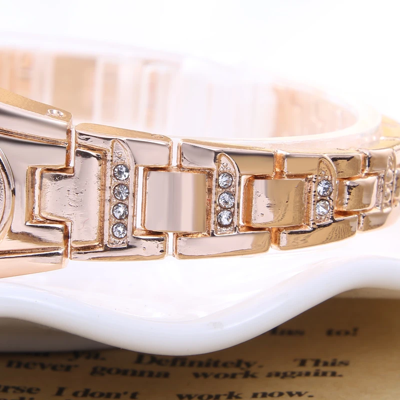 2017 Роскошные наручные Часы женское платье кварцевые часы из розового золота