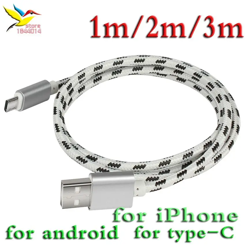Стильный нейлон волокна Решетки Кос нью лонг Зарядки Кабель для Передачи Данных
