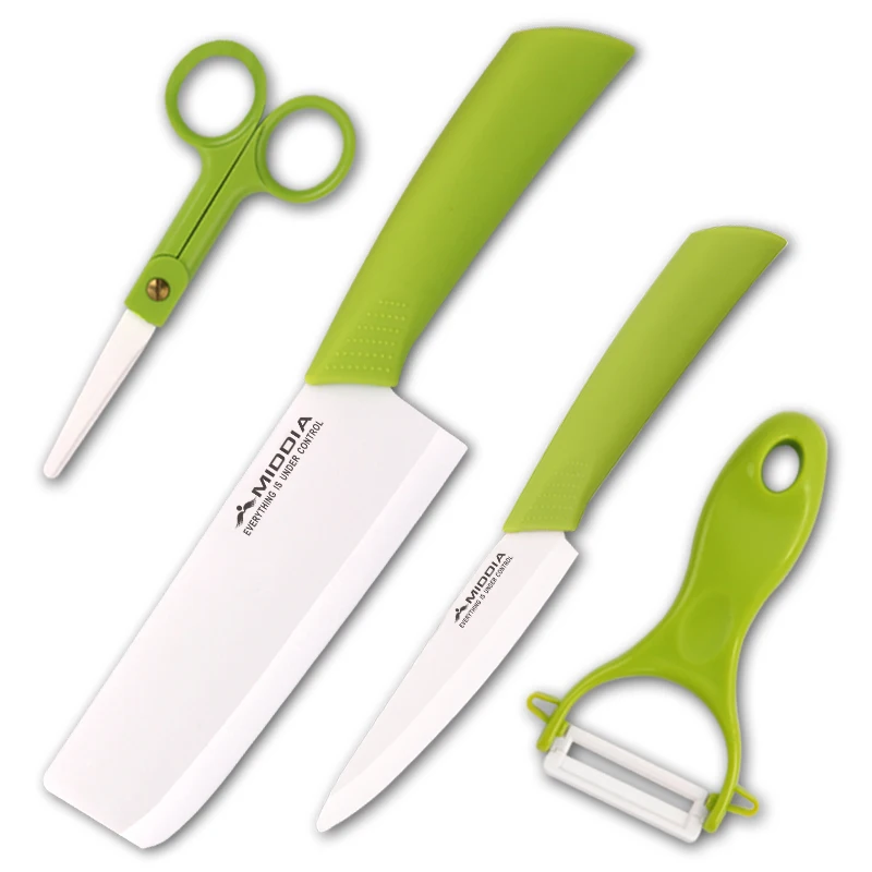 Middia 5pcs Ceramic knife set with block for kitchen fruit or food scissors cleaver | Дом и сад