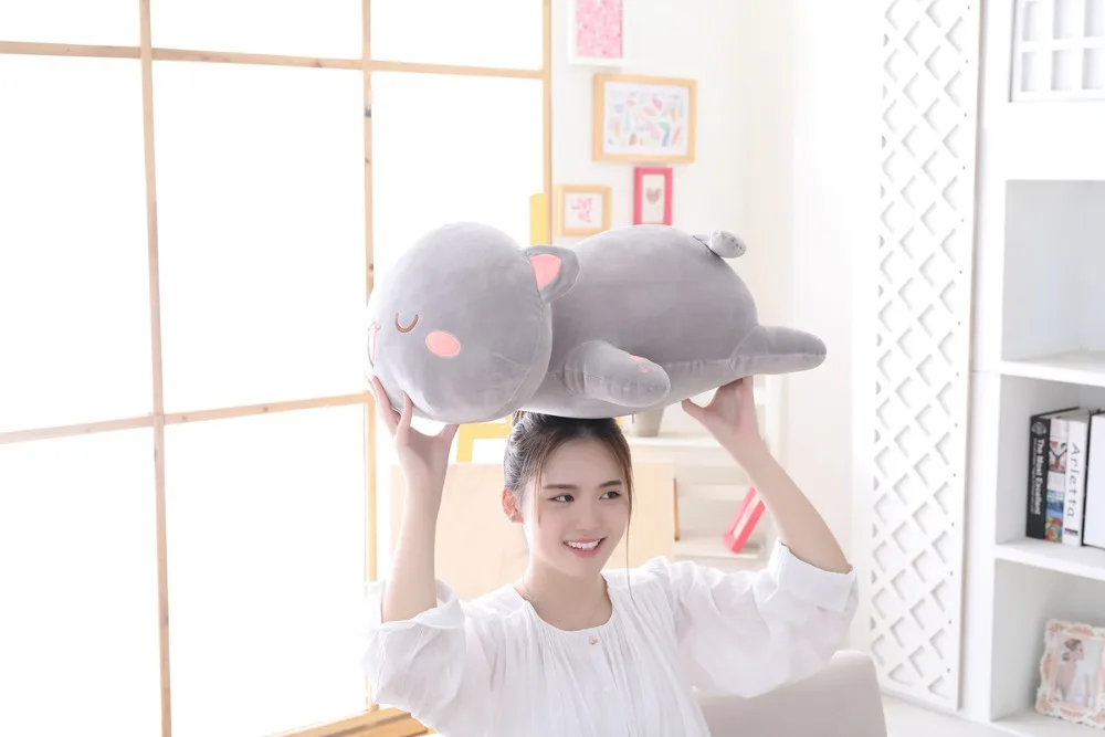 1 шт. 35/50/65 см Kawaii Лежа кошка плюшевые игрушки милый Кот кукла одежда с принтом с животными, мягкая подушка мультфильм подушки для детей Рождественский подарок