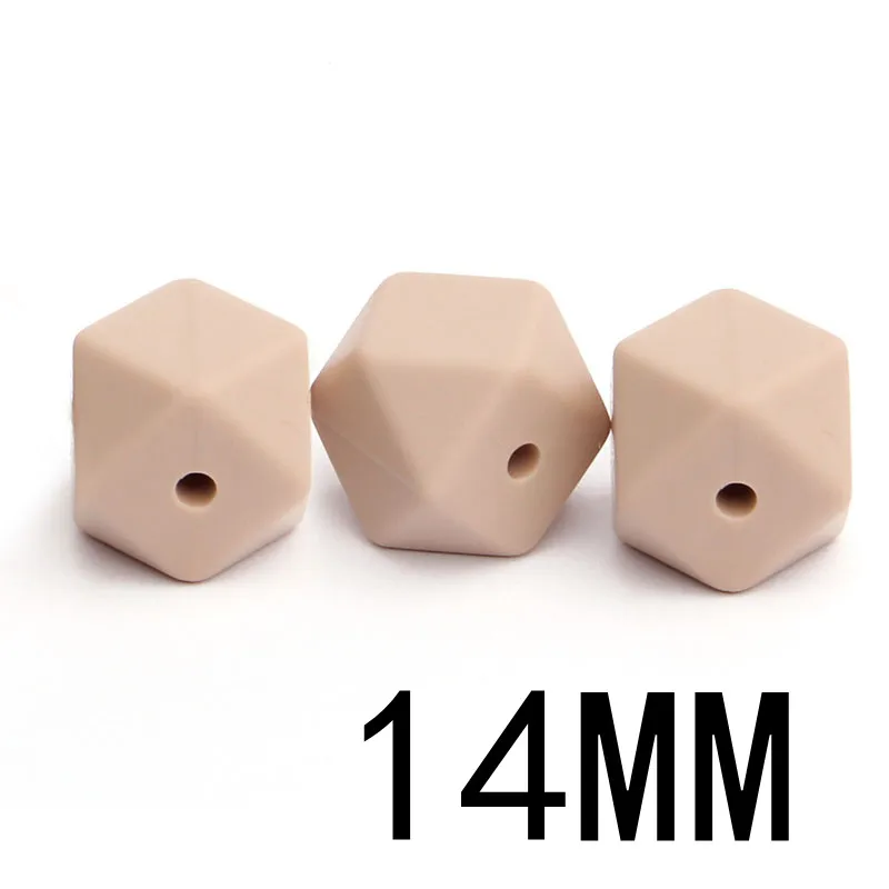 oatmeal 55 50 шт Силиконовые бусы для прорезывания зубов шестигранник 14 мм силиконовые жевательные бусины ожерелье зубы Diy Ювелирные изделия запчасти пищевой силиконовый бисер - Цвет: oatmeal 55