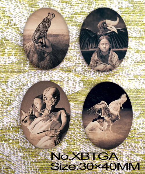 Люди и животные Овальный стеклянный кабошон камея для 30x40 мм Базовая установка