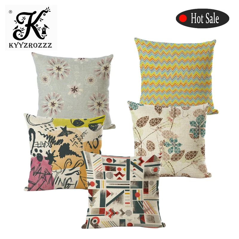 

Чехлы для подушек с цветочным рисунком, квадратный Мягкий чехол из хлопка и льна для гостиной, дивана, наволочка