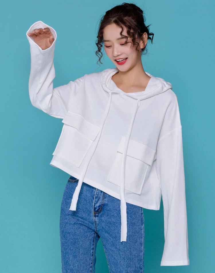 Высокое Качество Толстовка Для женщин 2018 одноцветное Цвет с длинными рукавами