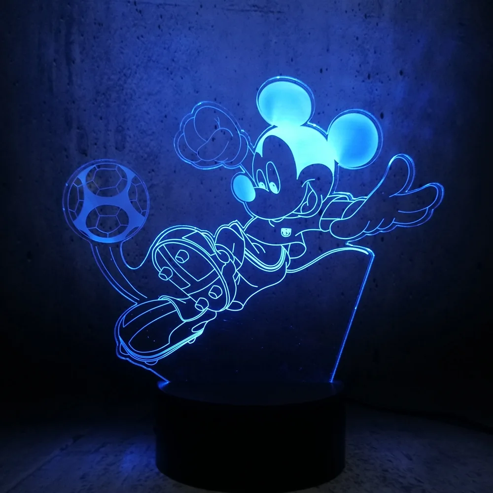 Светодиодные лампы 3D led ночник Микки игра Футбол Подарок на день рождения стол