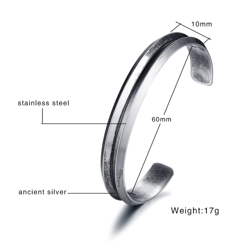 Мужской винтажный браслет с закругленными краями унисекс из нержавеющей стали| |