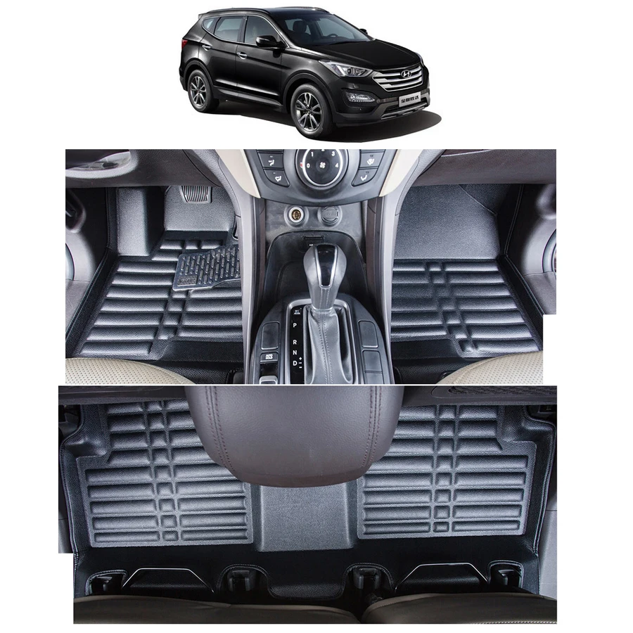 Lsrtw2017 автомобильный Стайлинг кожаные автомобильные коврики для hyundai santa fe 2006 2007 2008 2009 2010 2011 2012 7 мест аксессуары Запчасти