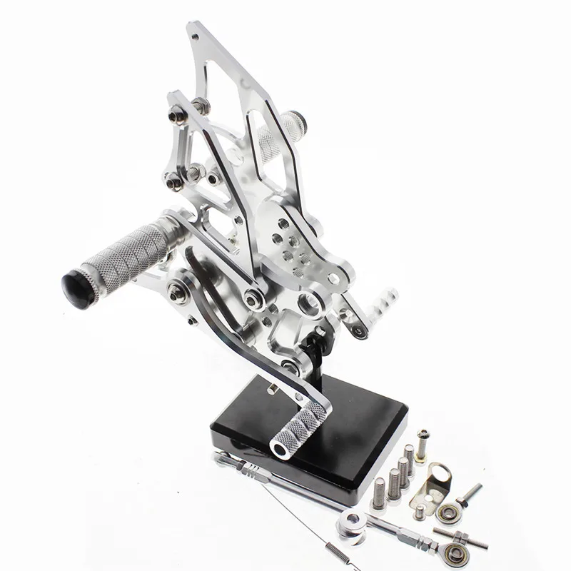 ЧПУ алюминиевые регулируемые мотоциклы Rearsets задние наборы ножная педаль подножка задний Набор для KAWASAKI Ninja 300 250 2013 - Цвет: Серебристый
