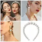 Женский обруч для волос с большим жемчугом, вечерние обручи для волос с жемчужинами, аксессуары для волос