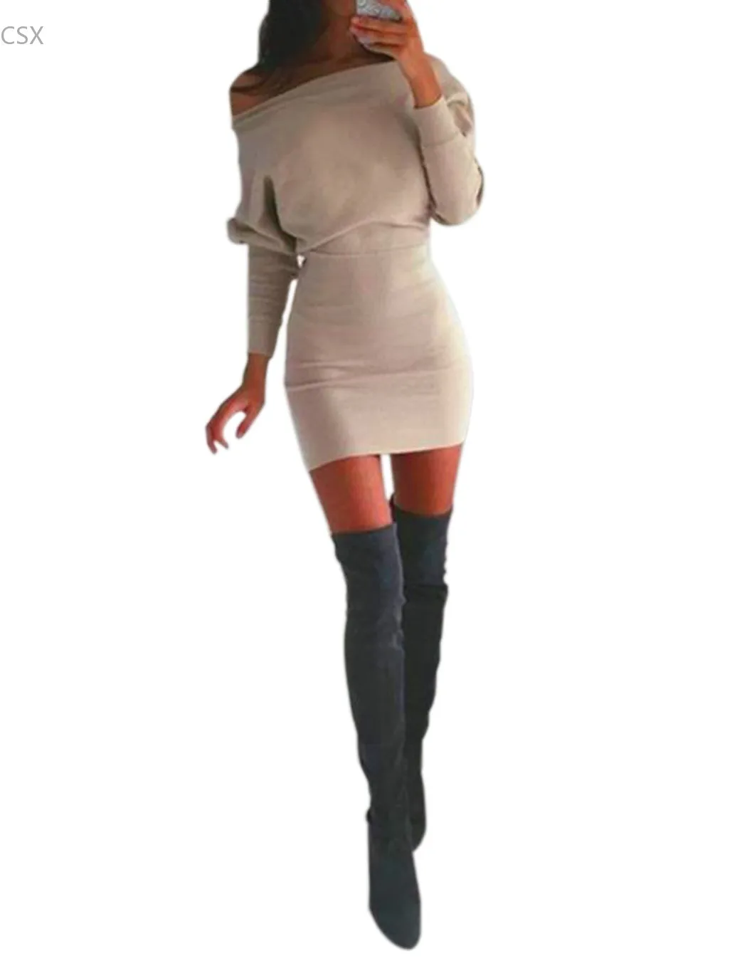 Модное женское осенне зимнее платье Новая повседневная одежда Клубная для