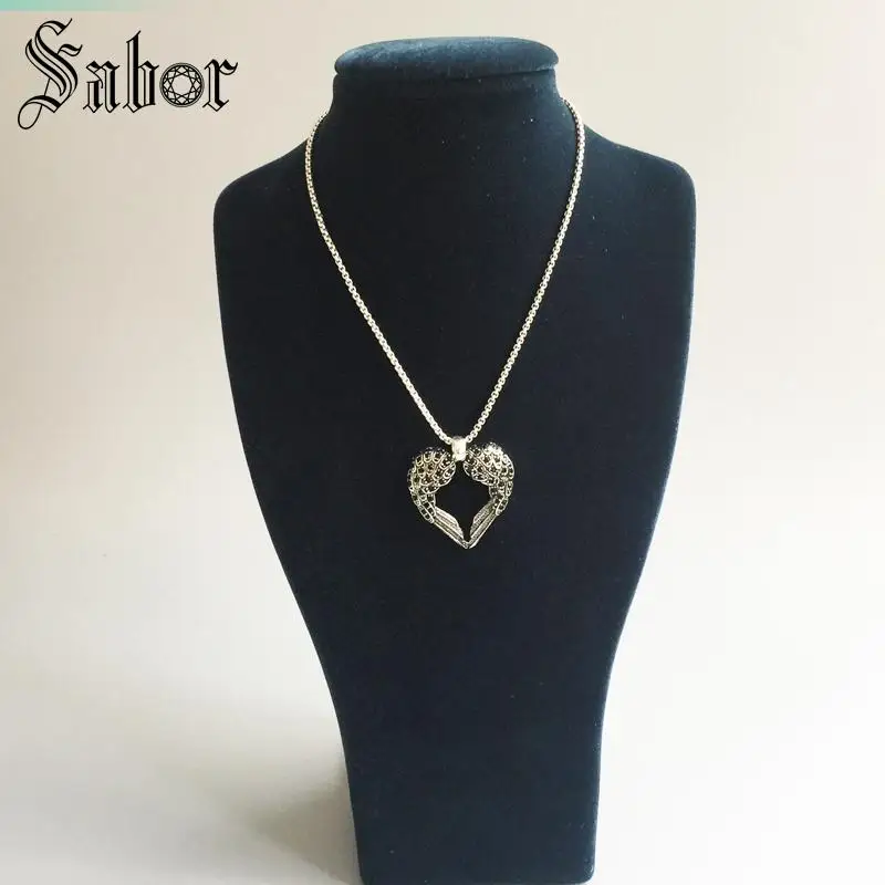 Кулон крылья сердце Цирконий и серебряный цвет для женщин подарок модные