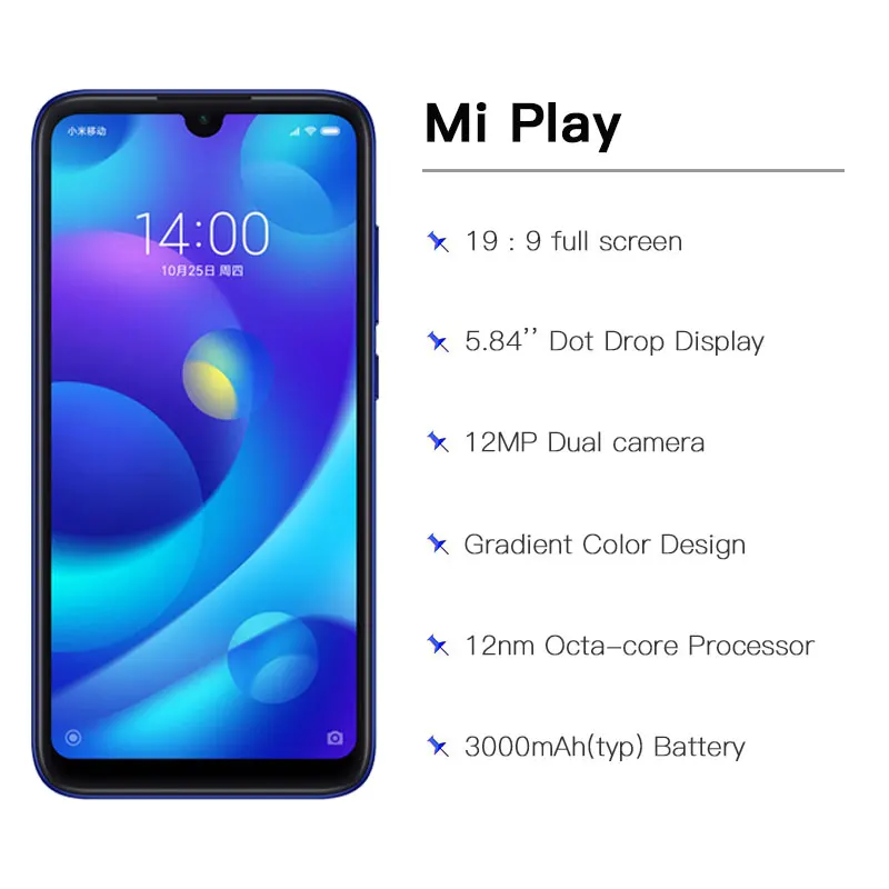 Глобальная ПЗУ Xiaomi Mi Play 6 ГБ 128 Гб Смартфон MTK Helio P35 Восьмиядерный телефон 5 84 "19:9