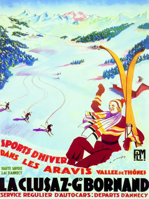 Винтажный постер для катания на лыжах спорта путешествий Классическая Картина