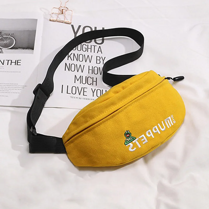 Yellow Модные женские сумки через плечо Повседневная холщовая поясная сумка женская однотонная сумка формы «банан» поясная сумка для девочек милые нагрудные сумки на плечо - Цвет: Yellow