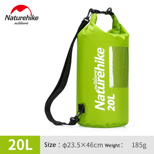 Naturehike 20L Сверхлегкий вид сухой мешок с окном ТПУ пакет водонепроницаемый мешок одного плеча для каякинга рафтинг Кемпинг - Цвет: Green 20L