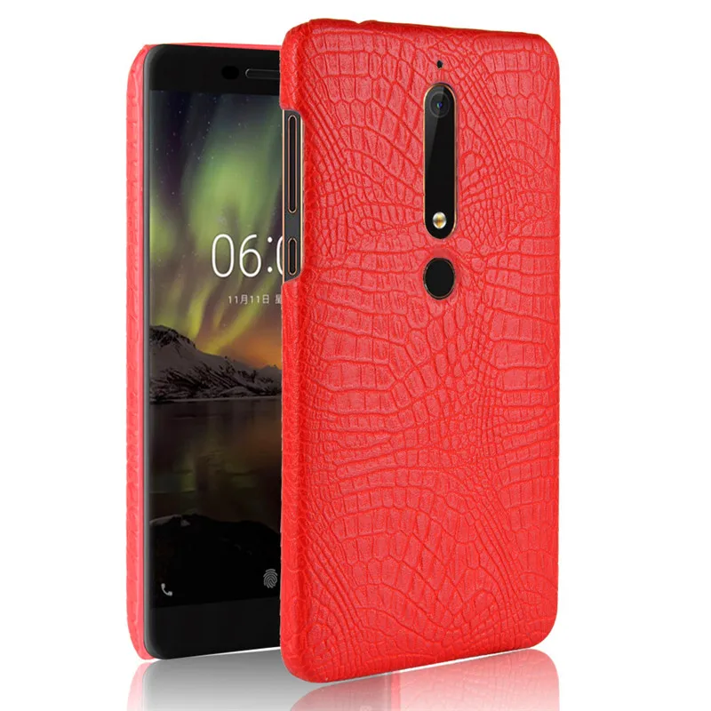 

For Nokia 6 2018 TA-1054 Case Crocodile Pattern Hard PC+PU Leather Back Cover Case for Nokia 6 2018 TA 1054 Cover Protector