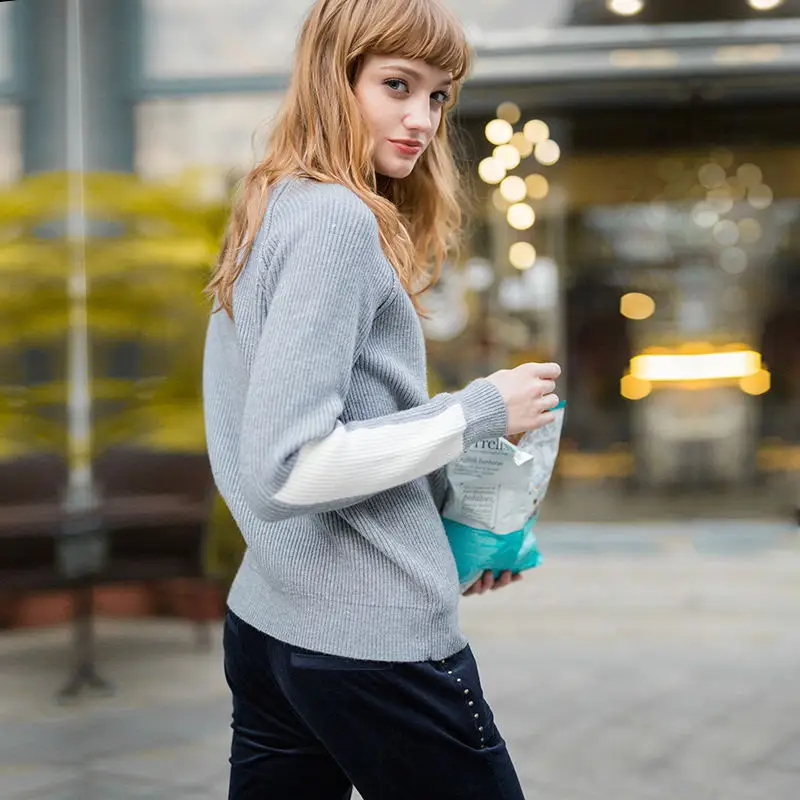 Для женщин Вязание Свитеры для Пуловеры осень 2017 г. Водолазка с длинным рукавом