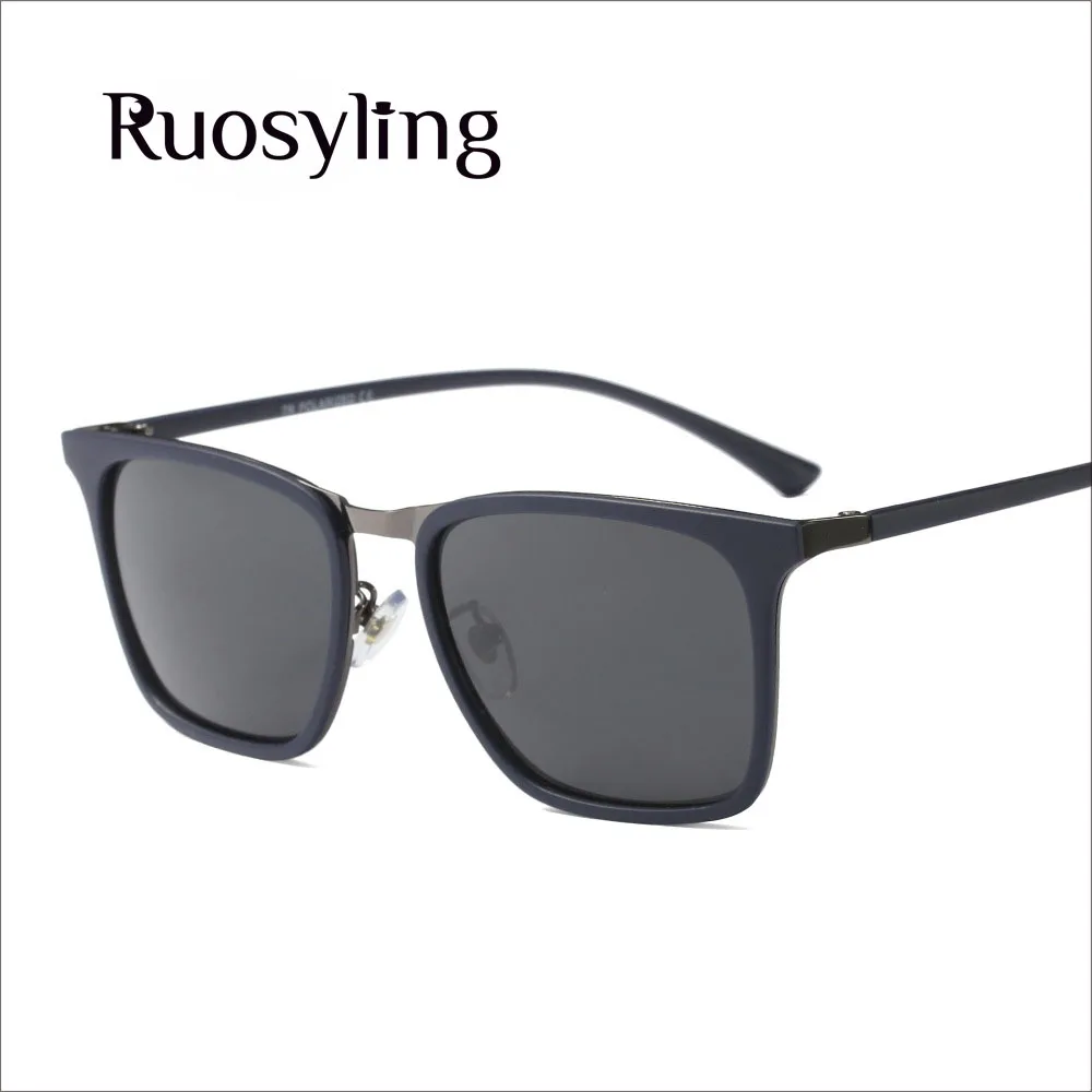 Blue Ruosyling UV400 Солнцезащитные очки для мужчин поляризационные TR90 сверхлегкие гибкие мужские солнцезащитные очки для вождения Ретро Квадратные Солнцезащитные очки - Цвет линз: Blue
