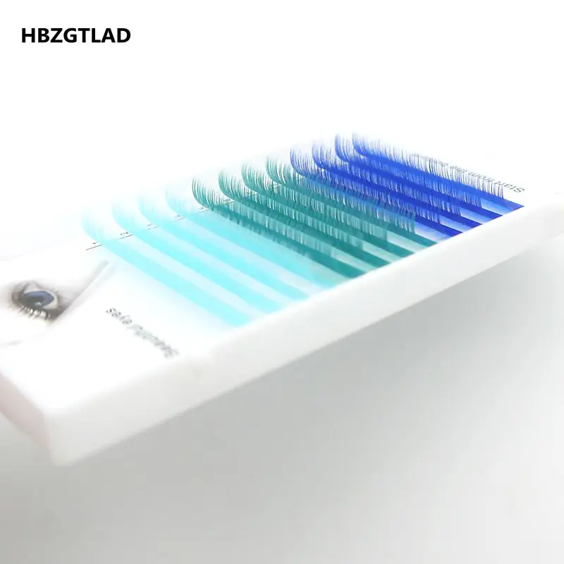 Накладные ресницы HBZGTLAD C/D индивидуальные цветные с изгибом 0 07/0 1 мм 8 15