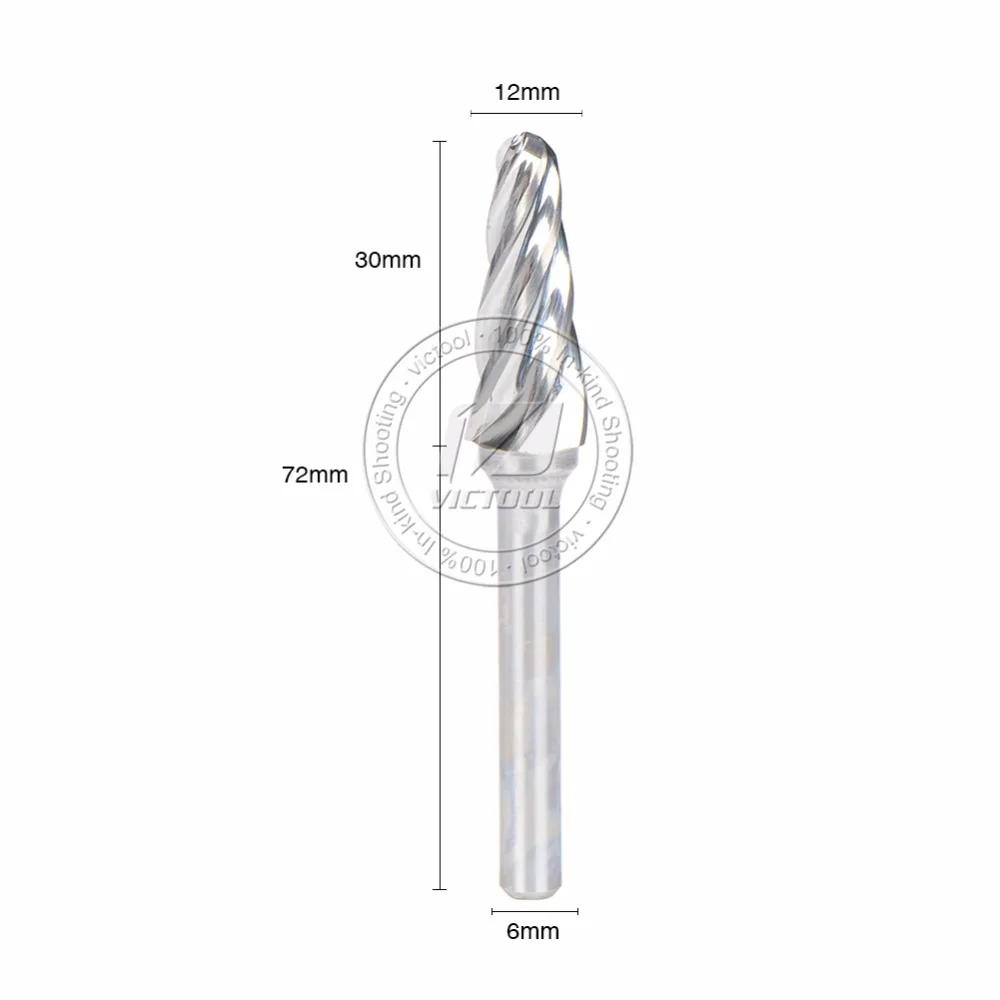 Карбид вольфрама l123006n конус RADIUS с круглый носок 12*30 мм Ротари Burr Файл резак шлифовальные абразивные инструменты 6 мм фрезерные инструменты