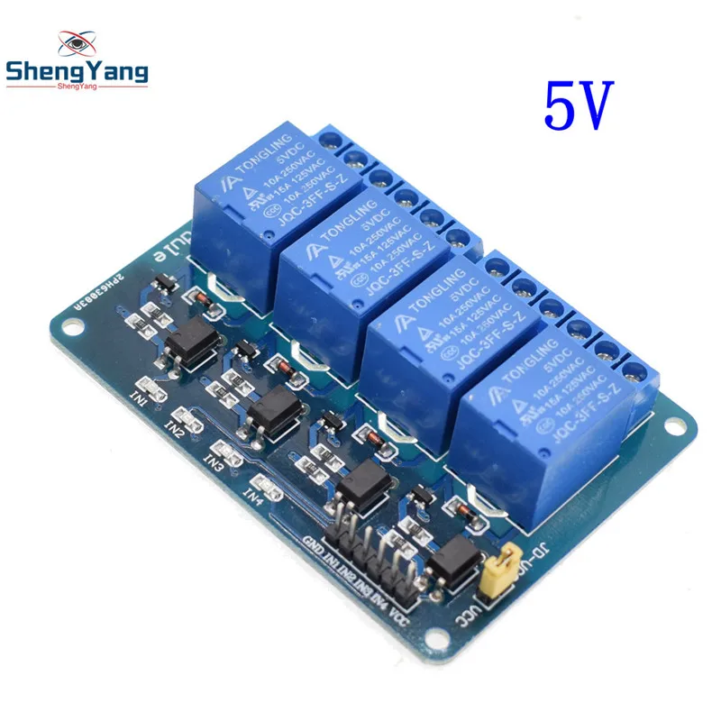 5V 4 channel 1 шт. ShengYang 5 в 12 В 24 В 1 2 4 8 канальный релейный модуль с оптроном релейный выход 1 2 4 8 способ релейный модуль для arduino diy - Цвет: 5V 4 channel