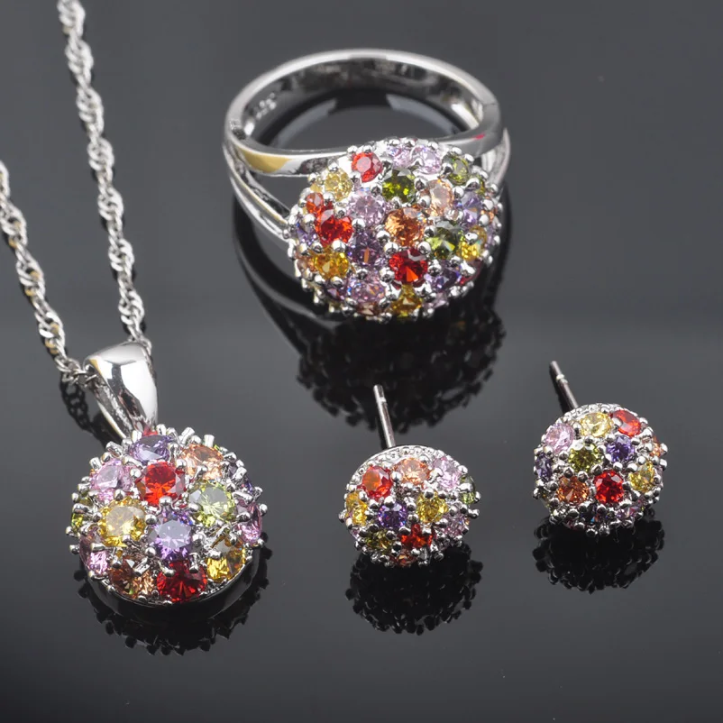 Новинка 2021 модные разноцветные циркониевые Женские Ювелирные наборы