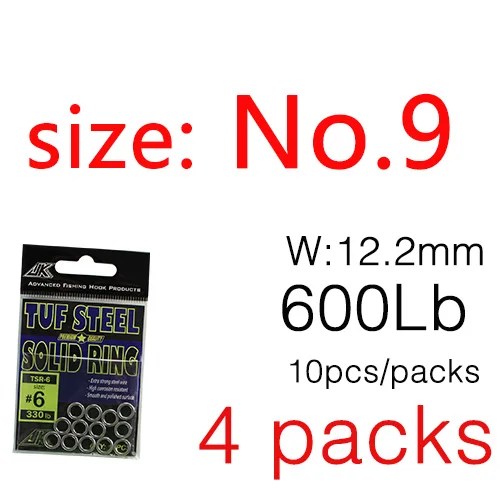 No.9 Ring -4packs 30 шт. крючок с морским глазом для щуки 1/0~ 4/0 светильник для литья DIY вспомогательный крючок с медленным шагом для ловли рыбы в морской воде - Цвет: No.9 Ring -4packs