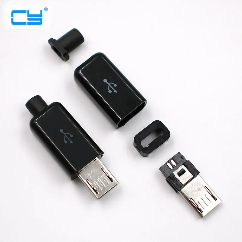 10 шт. DIY Micro USB 2 0 паяльный штекер 5-контактный разъем с пластиковой крышкой