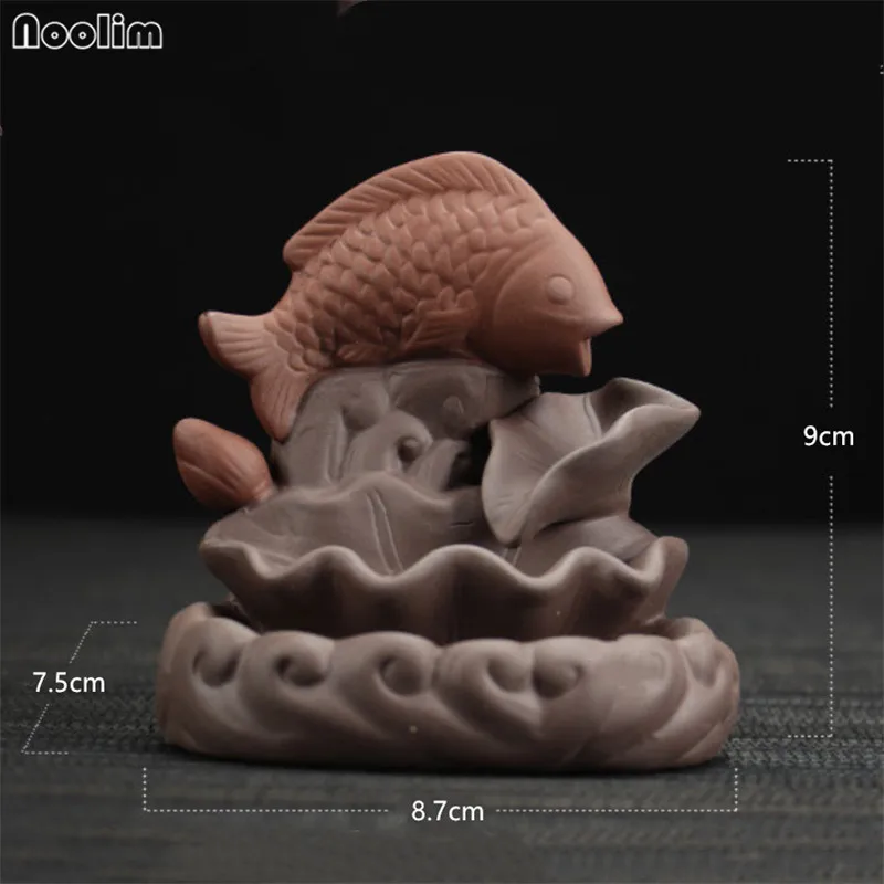 Фиолетовая глиняная горелка для благовоний креативный водопад Будда рыба ладан