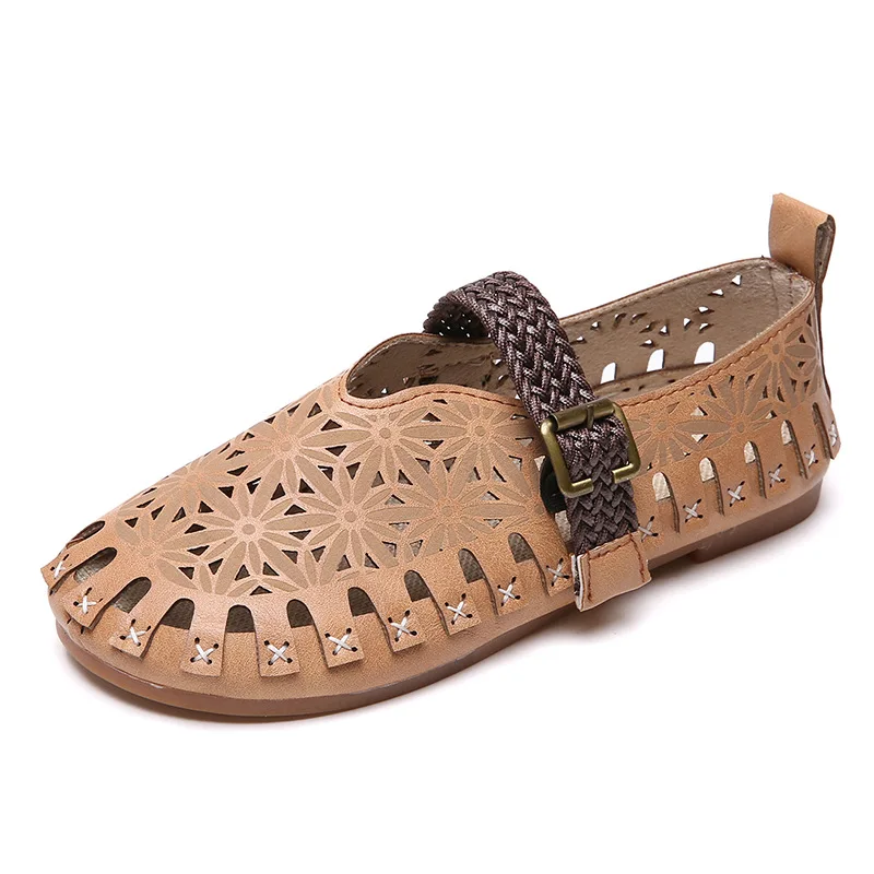 Повседневная обувь Женские босоножки Летние кожаные женские туфли на плоской