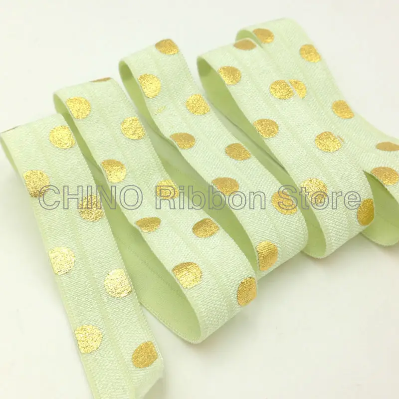 10 ярдов 5/8 &quotв Золотой горошек для печати на голову эластичная повязка головы с