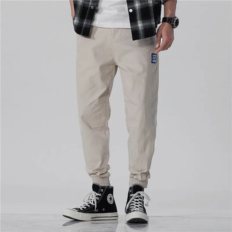 High-end quality trousers Men's jeans four seasons style of overalls Hip hop loose Nine pants Leisure time | Мужская одежда