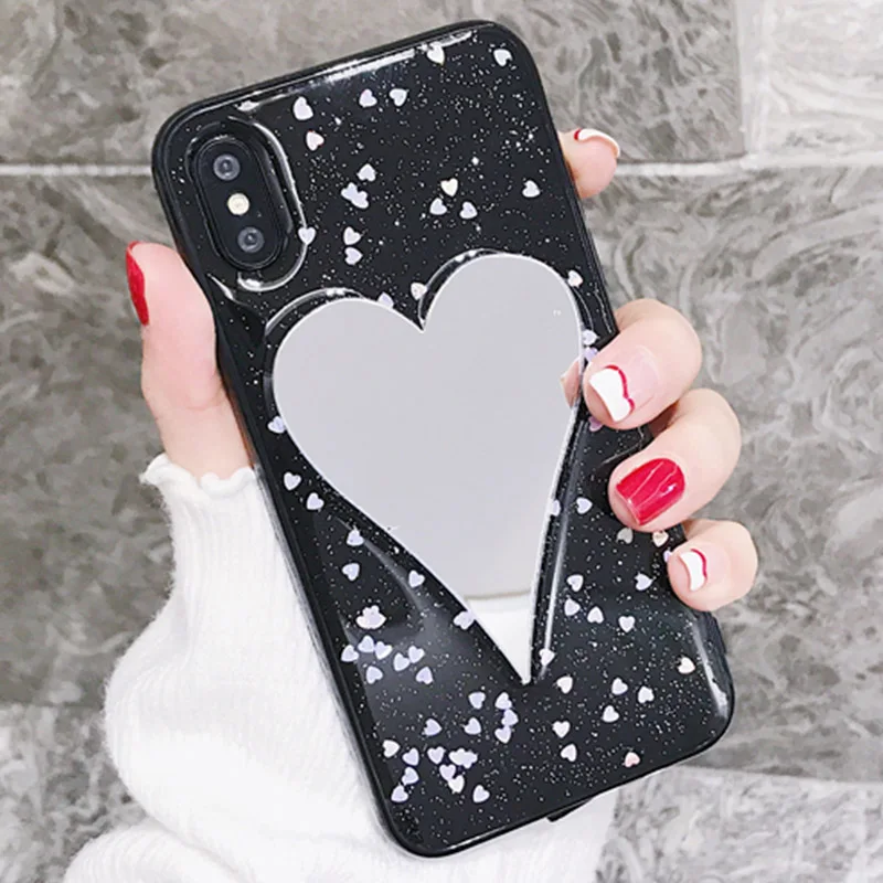Чехол Kerzzil с блестками звездами сердцами для iphone X чехол зеркальной поверхностью