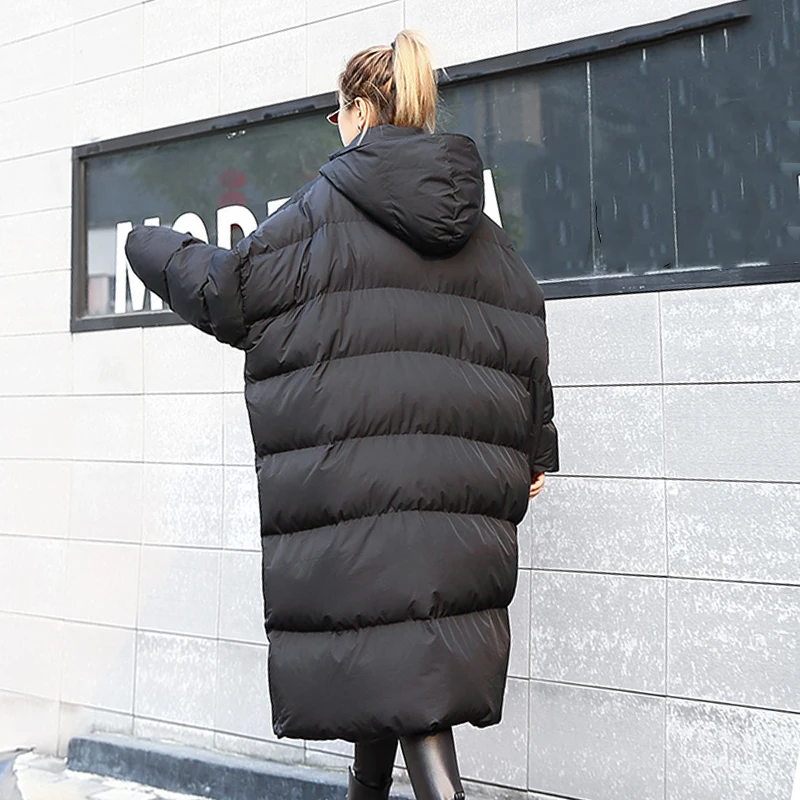 CHICEVER 2018 Winter Women's Down Jackets Detachable Hooded Long Sleeve Patchwork Leather Thick Coat Female Fashion Tide | Женская