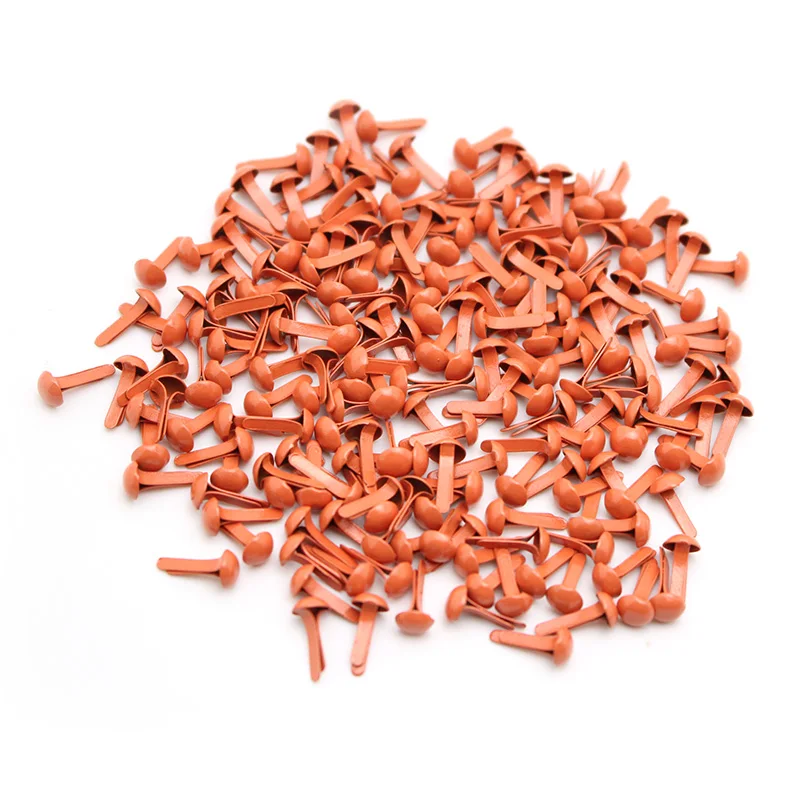 Orange 100 шт./лот, разные цвета, 4,5x8 мм, круглые металлические железные брады для рукоделия, скрапбукинга, украшения, застежка, Брэд, металлические поделки, LX045 - Цвет: Orange