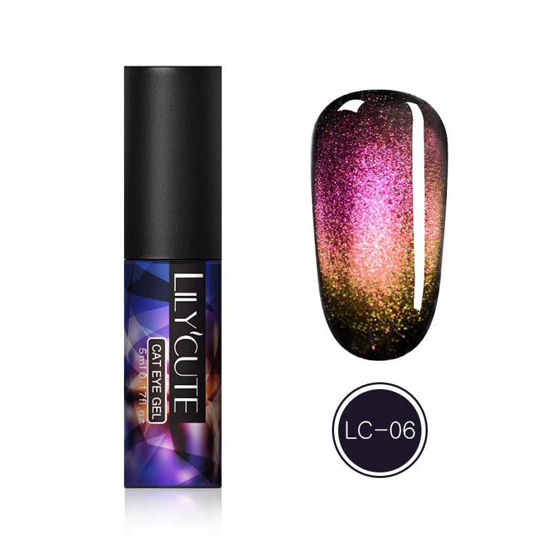 LC-7D-06 LILYCUTE Магнитный Блестящий Гель-лак для ногтей цветной кошачий глаз УФ замочить от ногтей Гель-лак для маникюра - Цвет: LC-7D-06