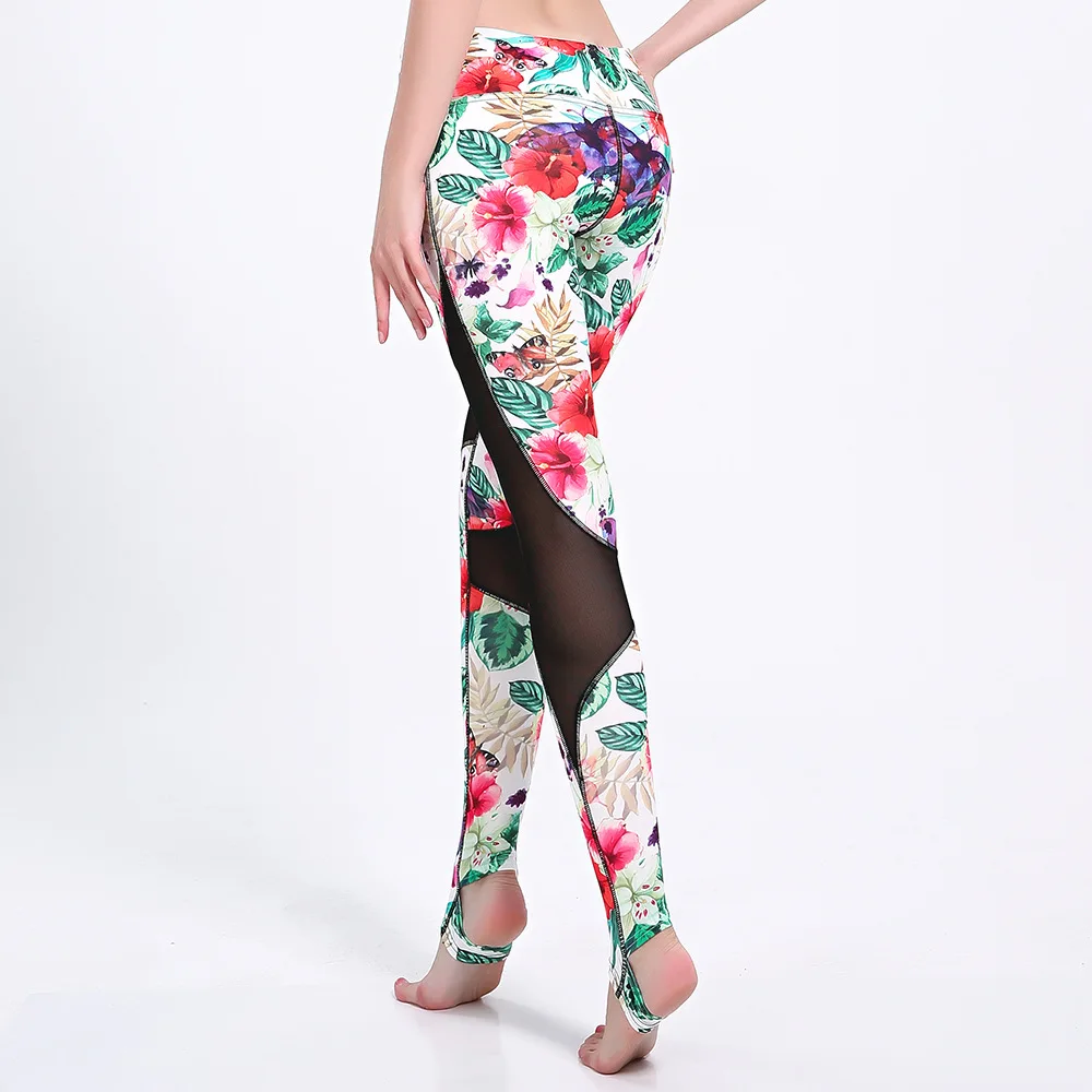 Леггинсы женские сетчатые с 3D принтом повседневные джеггинсы цветочным