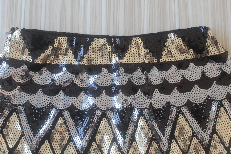 Женская винтажная мини юбка с волнистым краем и блестками|beaded mini skirt|designer skirtdesigner